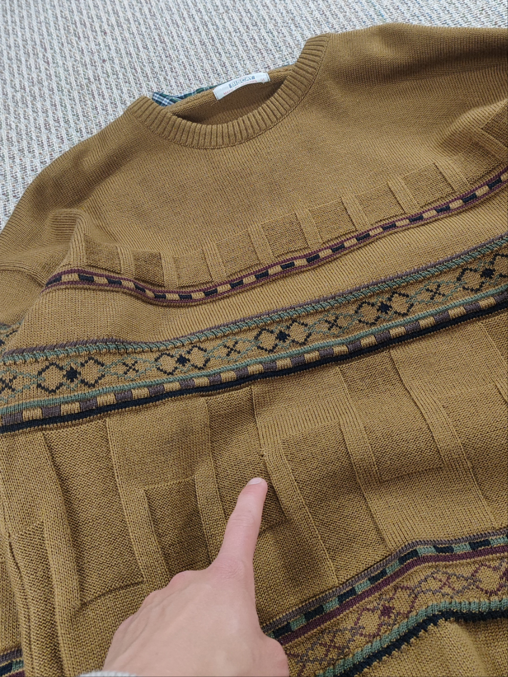 90S ABSTRACT GRANDAD KNIT JUMPER (L)