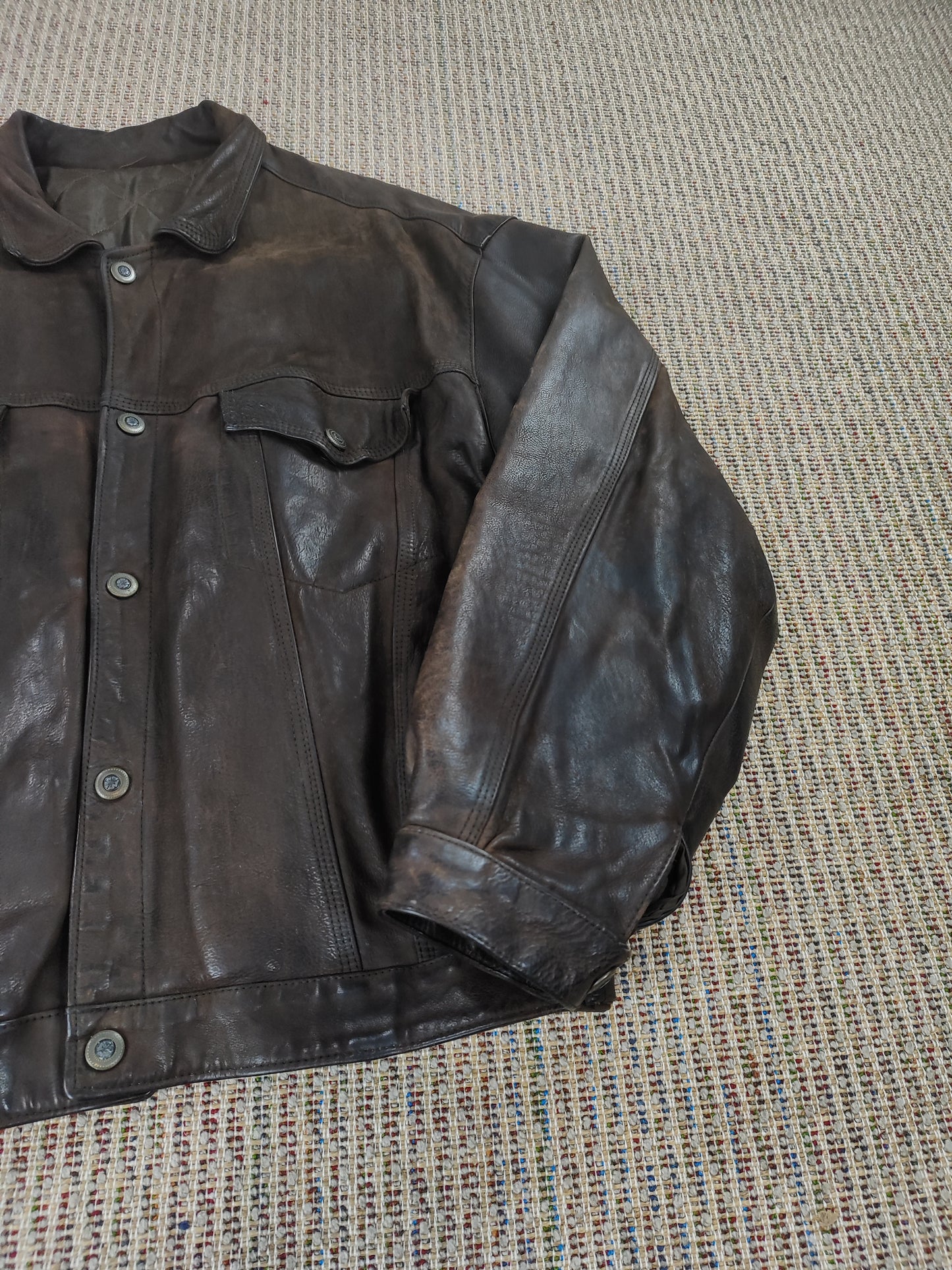 90S AVIATOR LEATHER JACKET (XL)