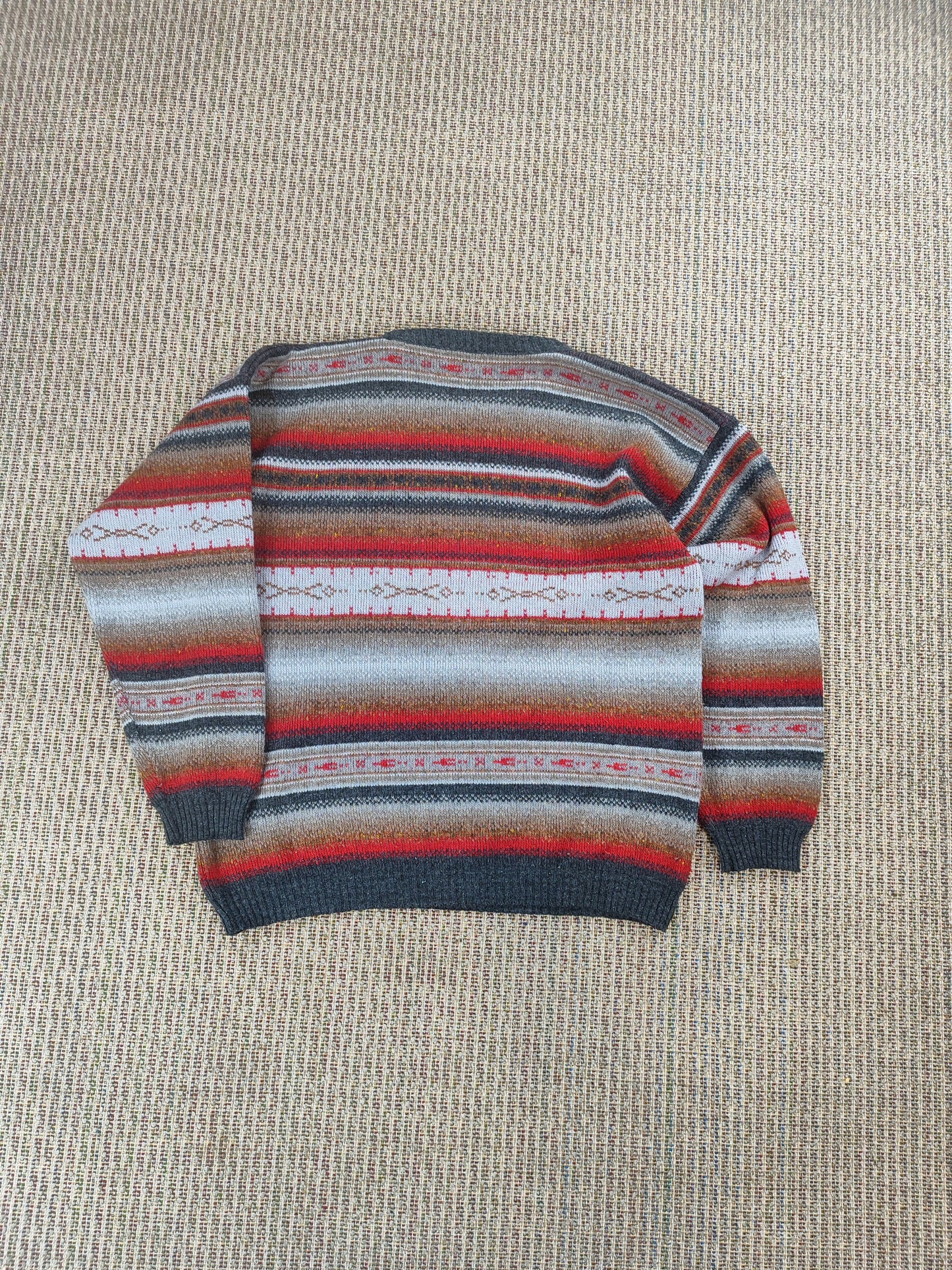 90S VIBRANT PATTERN KNIT JUMPER (L)