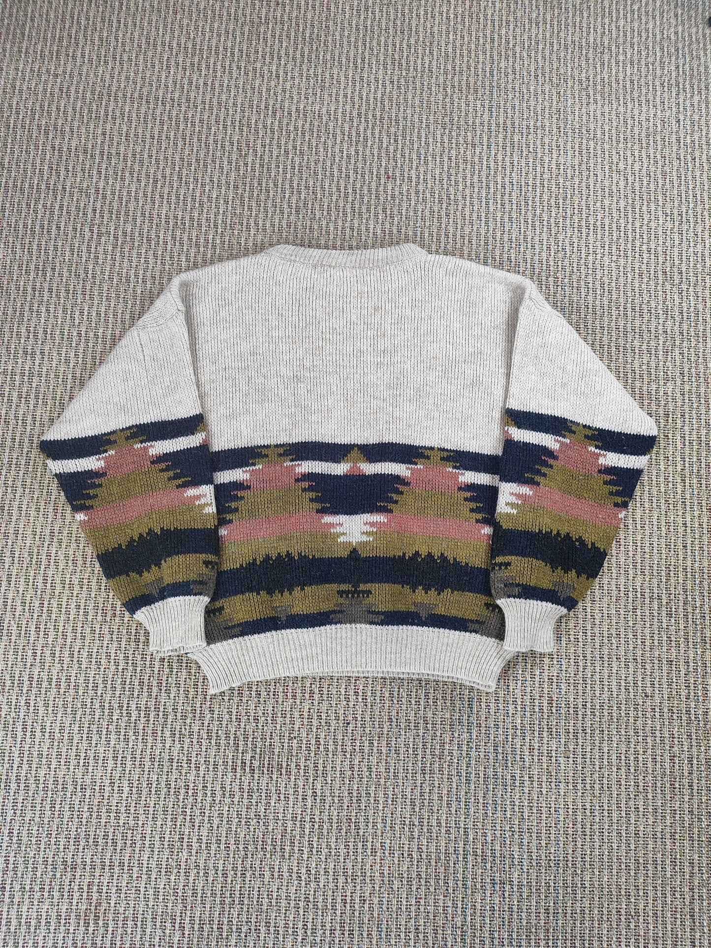90S EMBROIDERED KNIT GRANDAD JUMPER (L)