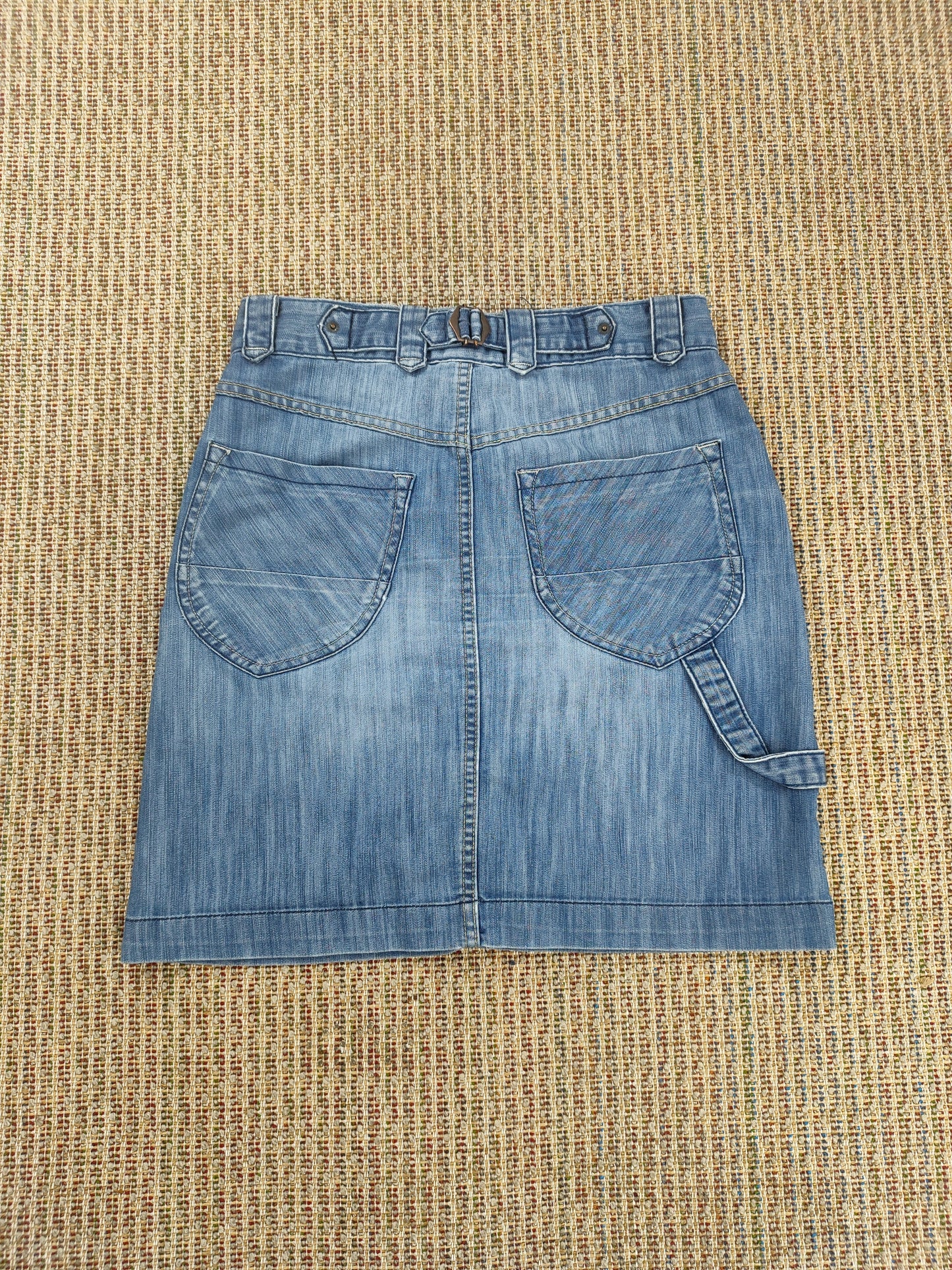 Y2K OASIS DENIM CARPENTER STYLE SKIRT (UK 8)