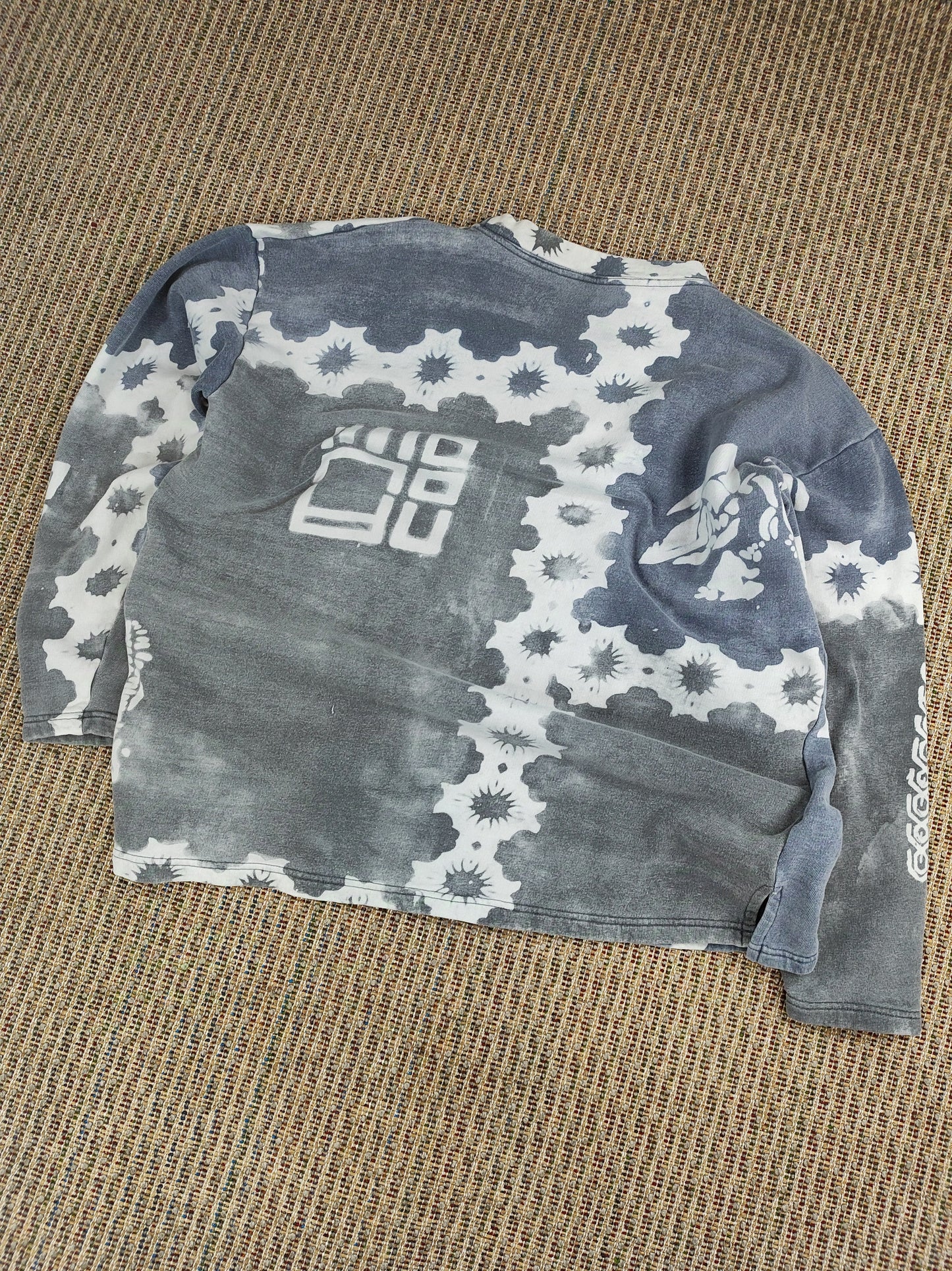 VINTAGE TIE DYE STYLE BUTTONED SWEATSHIRT (L)