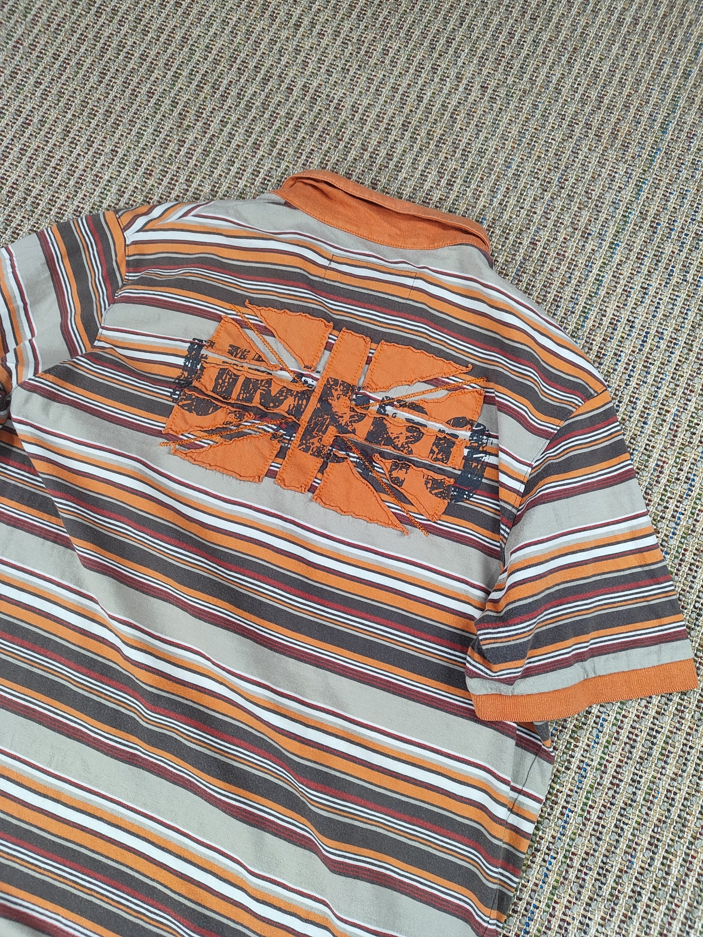 Y2K UMBRO STRIPED POLO SHIRT (L)