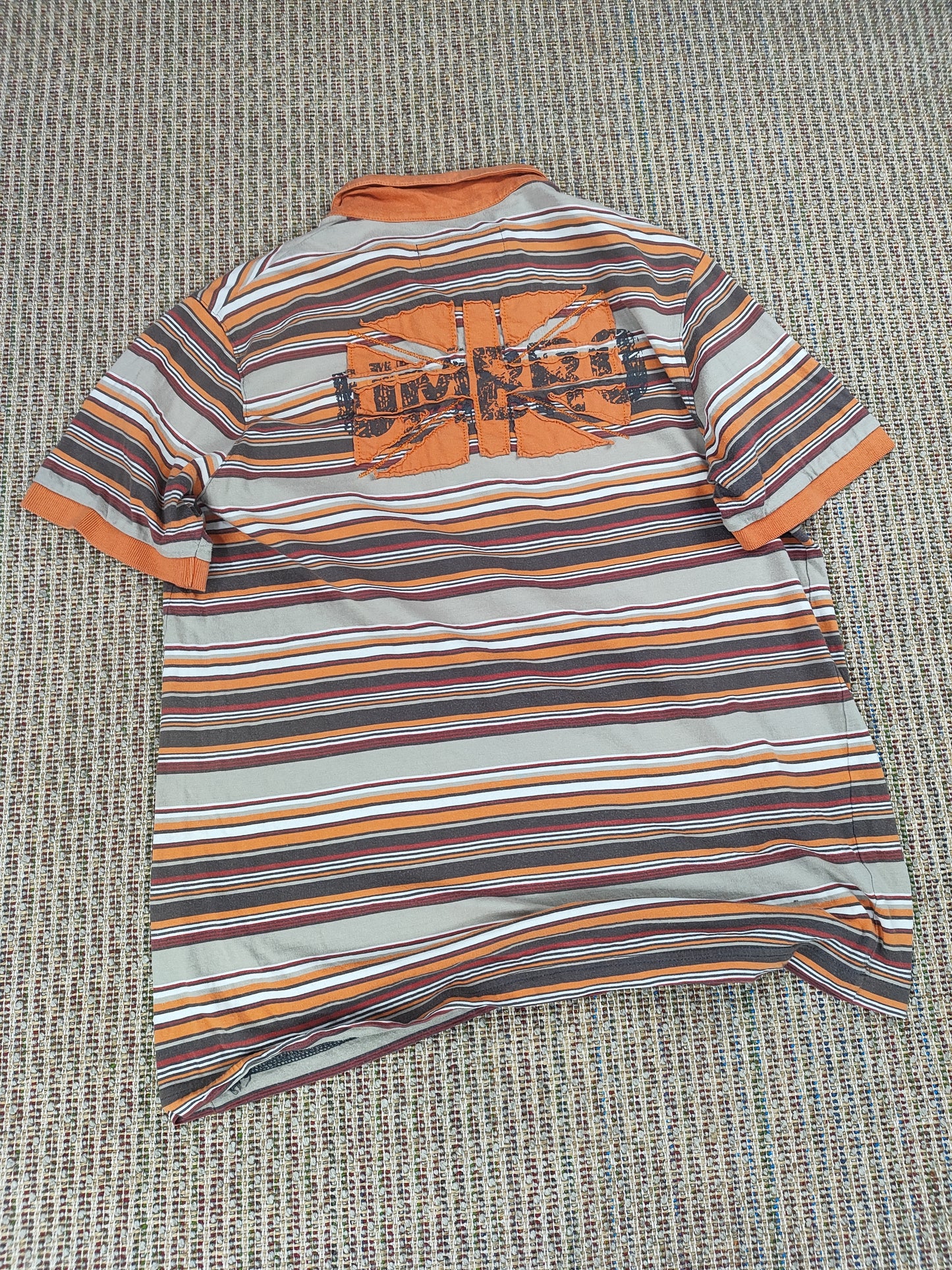 Y2K UMBRO STRIPED POLO SHIRT (L)