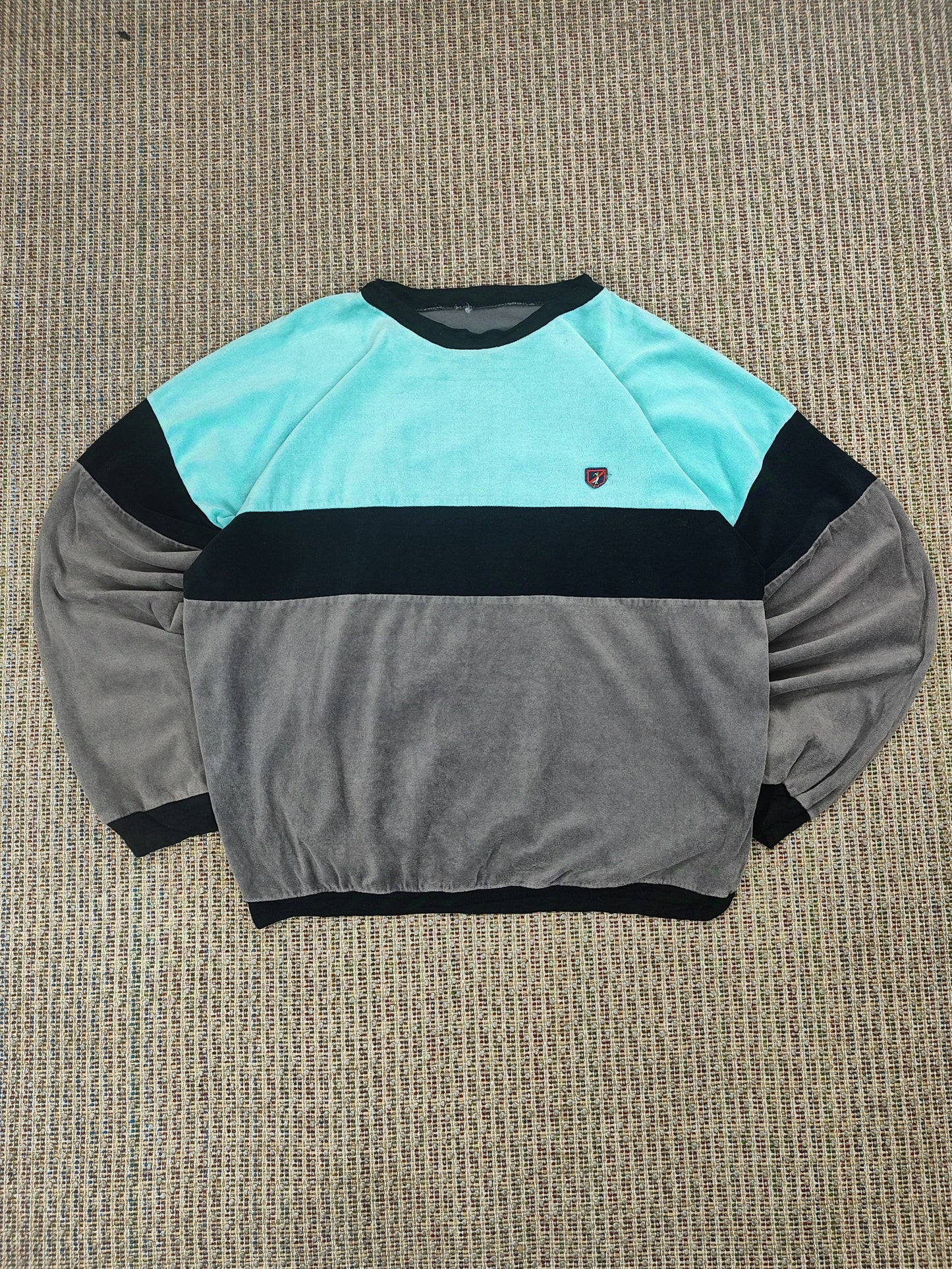 VINTAGE VELOUR COLOUR BLOCK SWEATSHIRT (M)