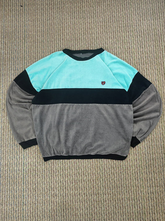 VINTAGE VELOUR COLOUR BLOCK SWEATSHIRT (M)