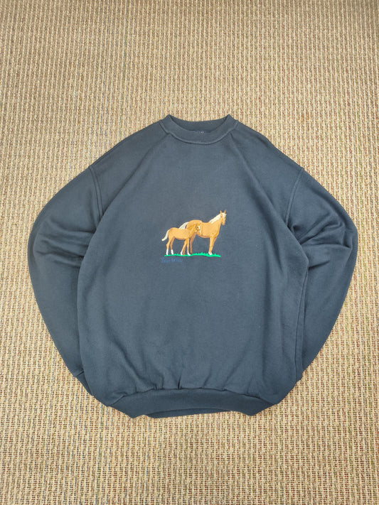 VINTAGE EMBROIDERED HORSE SWEATSHIRT (L)