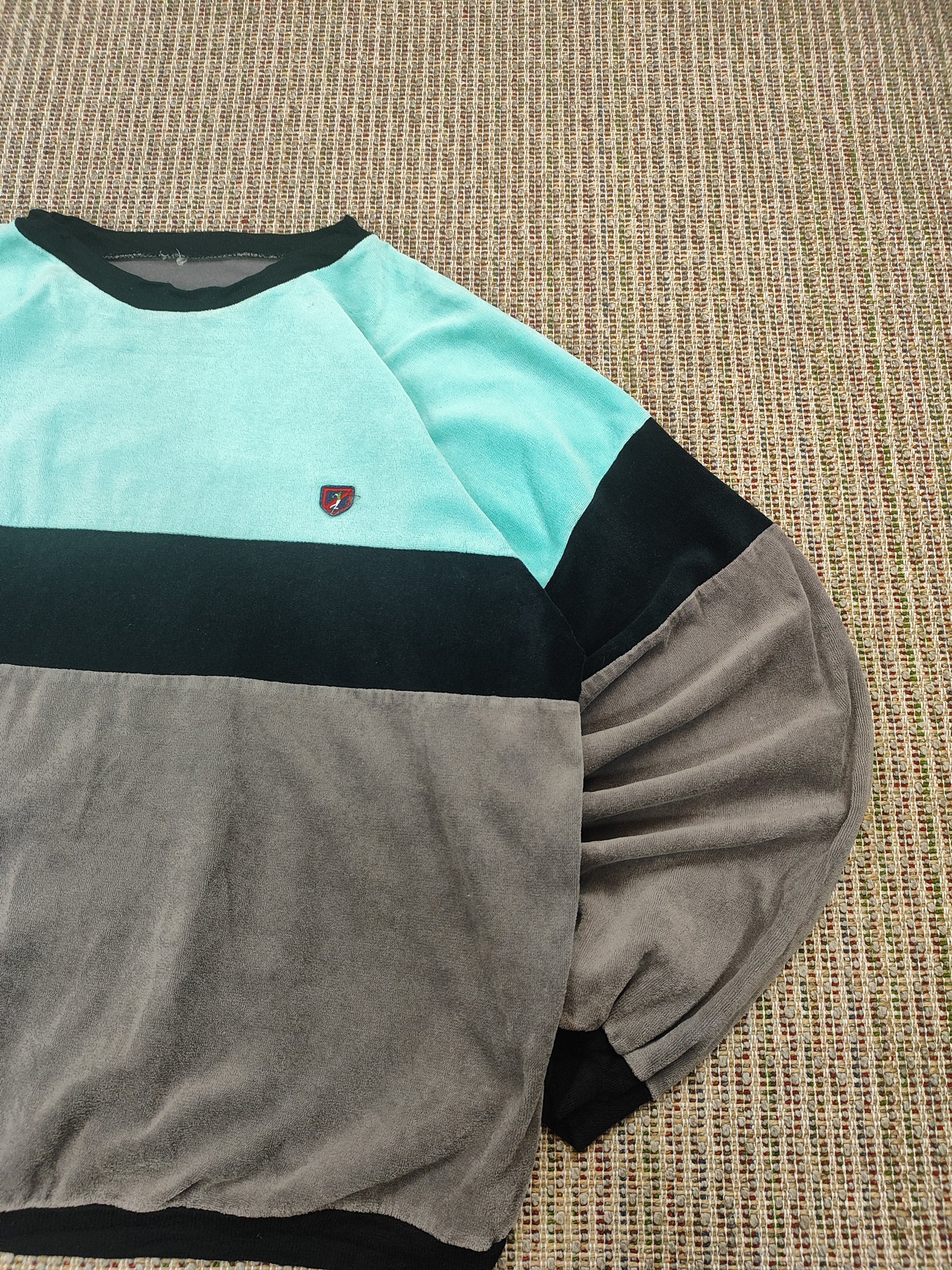 VINTAGE VELOUR COLOUR BLOCK SWEATSHIRT (M)