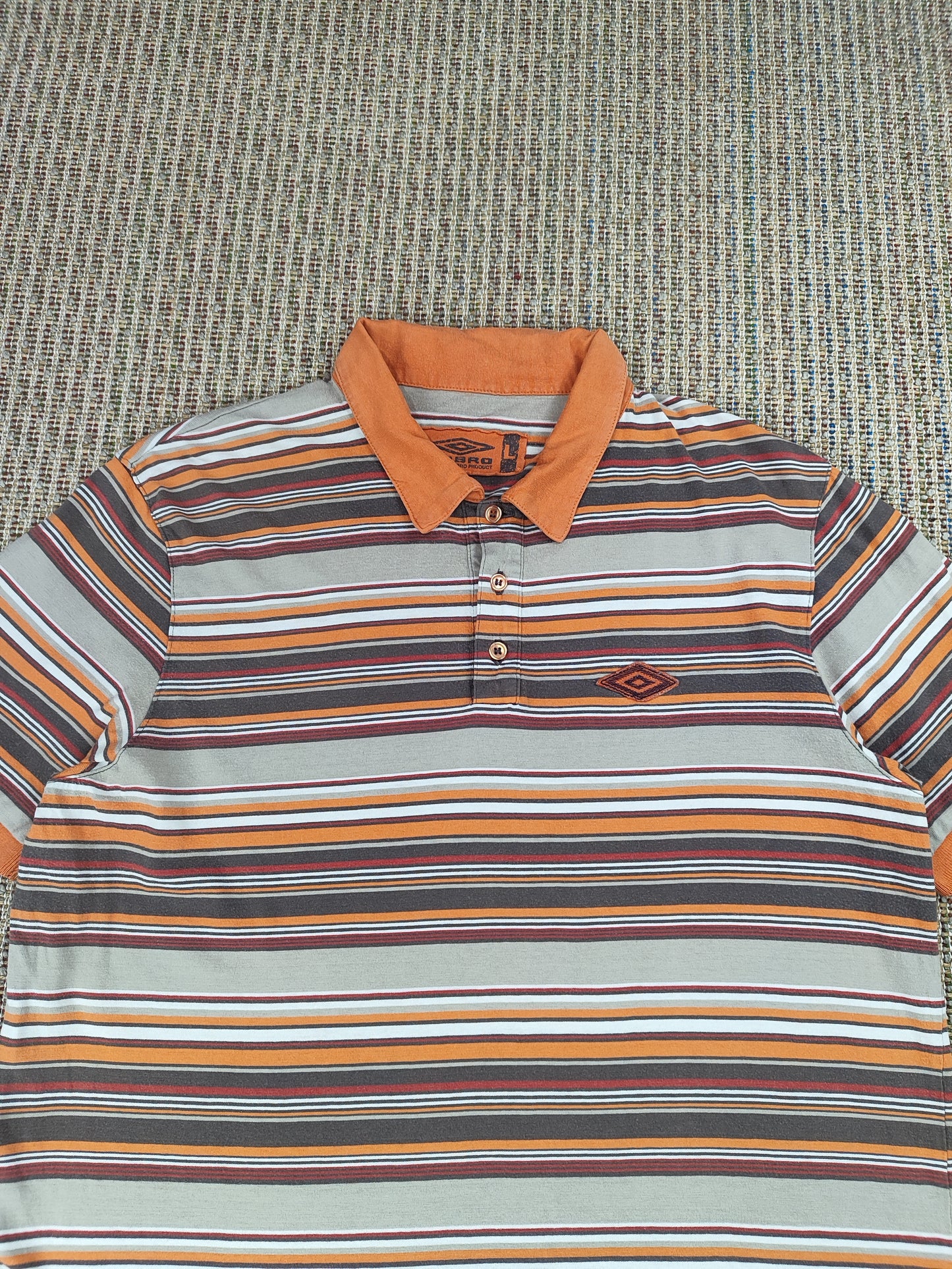 Y2K UMBRO STRIPED POLO SHIRT (L)