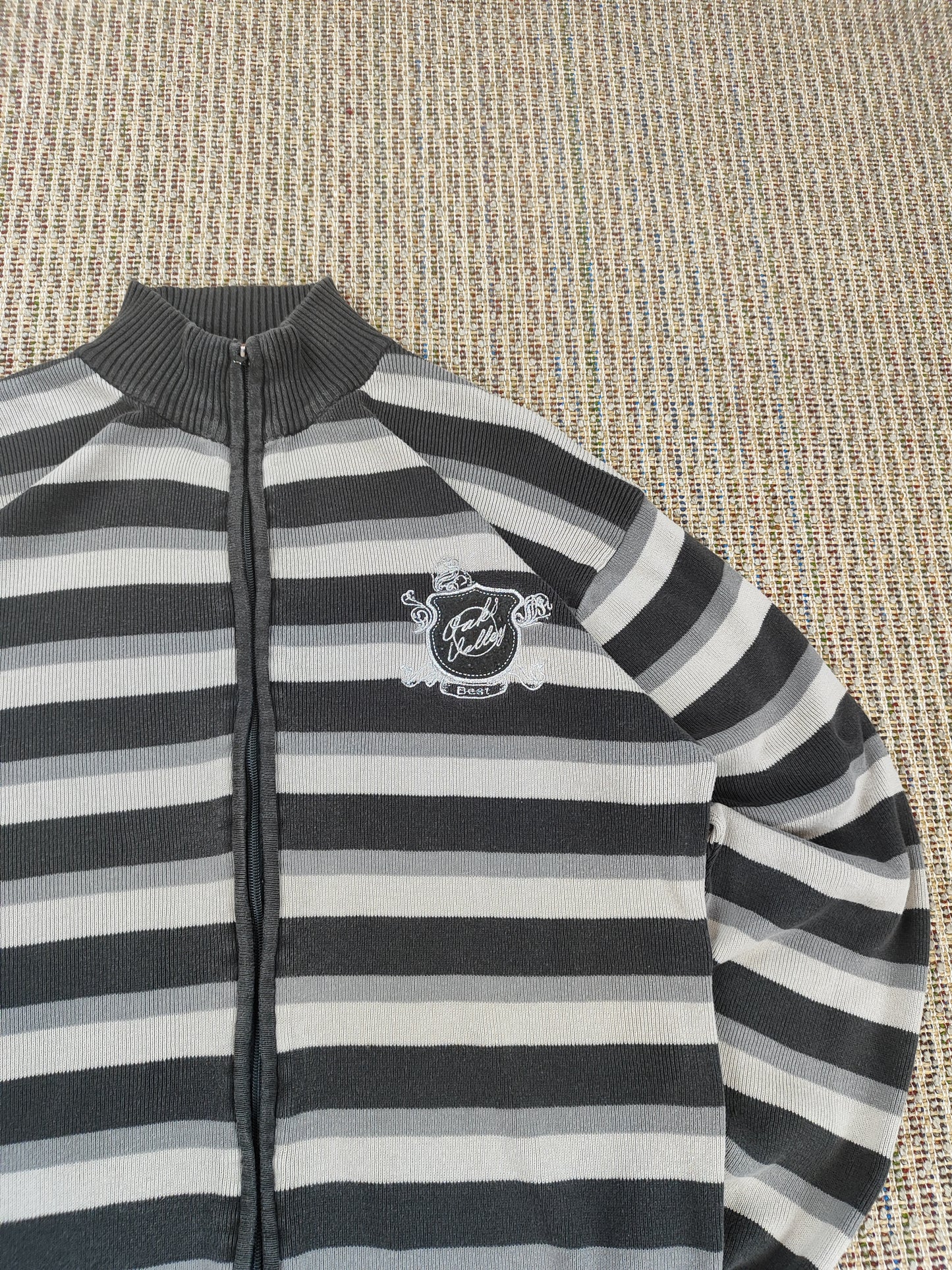 Y2K KNIT ZIP UP SWEATER (M)