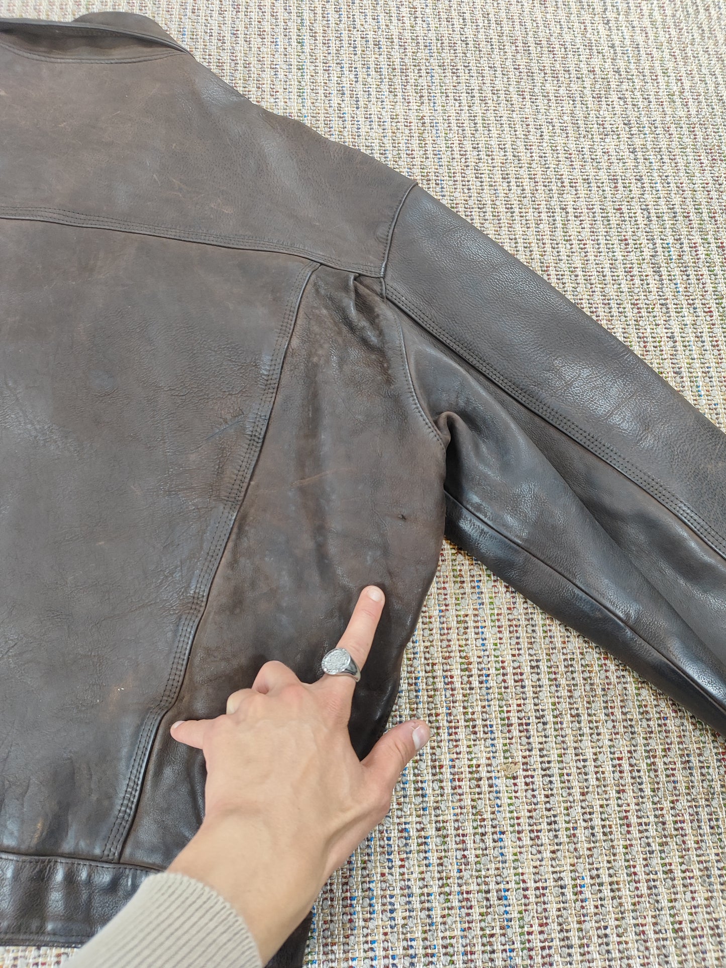 90S AVIATOR LEATHER JACKET (XL)