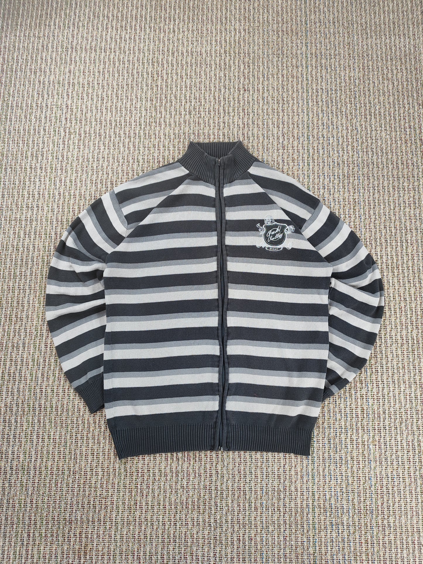 Y2K KNIT ZIP UP SWEATER (M)