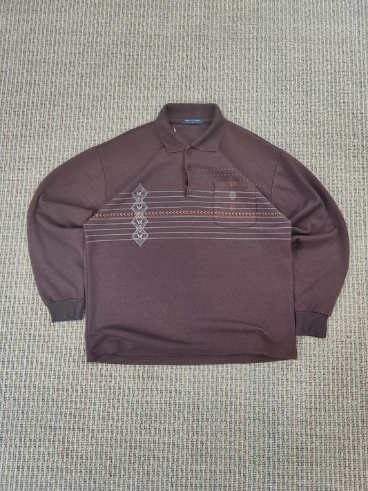 Y2K COLLARED GRAPHIC SWEATSHIRT (L)
