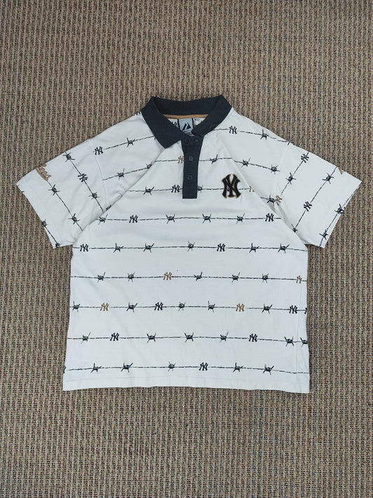 90S YANKEES BARB WIRE POLO SHIRT (L)