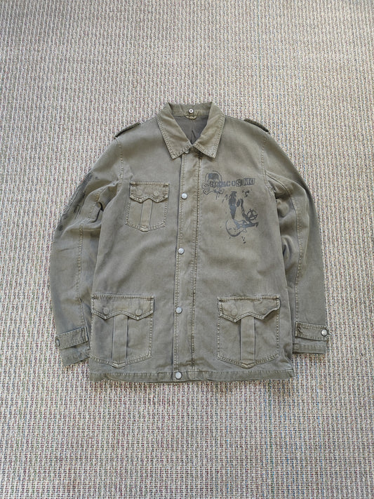 VINTAGE LIGHT COLLARED JACKET W/ GRAPHICS (M)