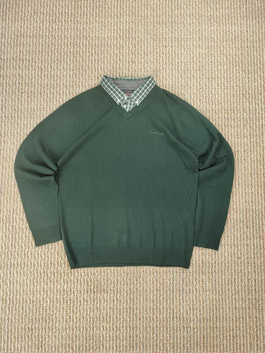 Y2K DOUBLE COLLAR KNIT JUMPER (M)