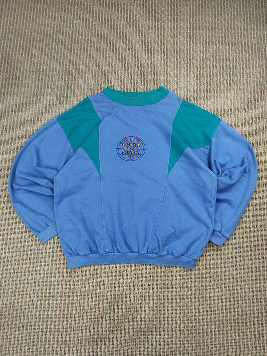 VINTAGE GRAPHIC COLOR BLOCK SWEATSHIRT (M)