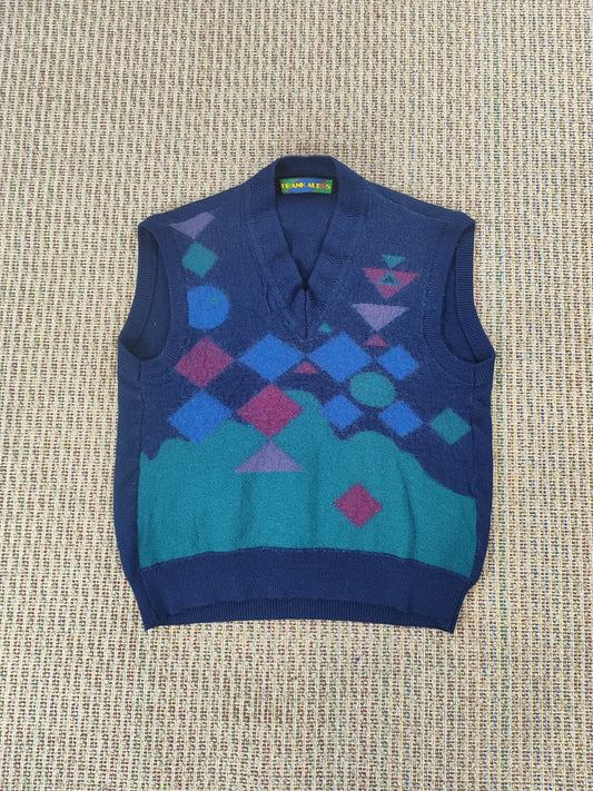 90S KNIT VEST PATTERN JUMPER (WOMEN'S XS)