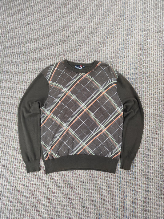 Y2K QUIKSILVER PATTERN KNIT JUMPER (M)