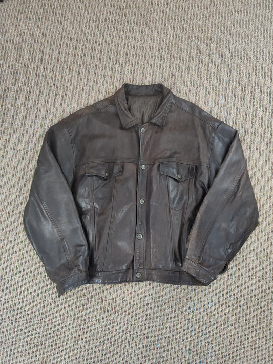 90S AVIATOR LEATHER JACKET (XL)