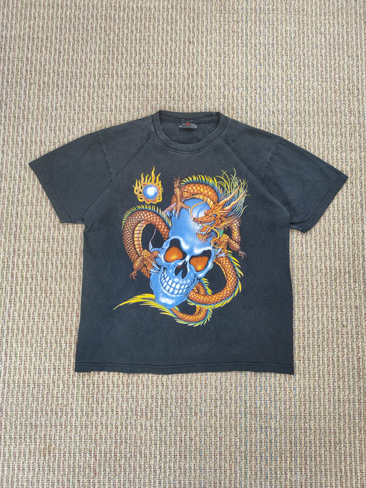 90S SKULL DRAGON GRAPHIC T-SHIRT (L)