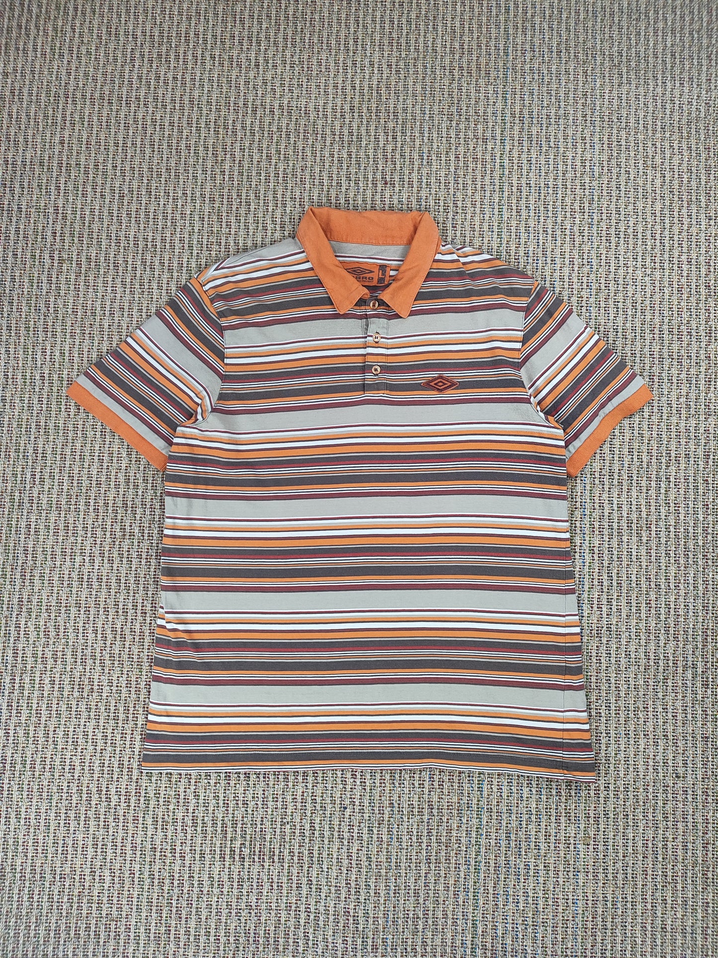 Y2K UMBRO STRIPED POLO SHIRT (L)