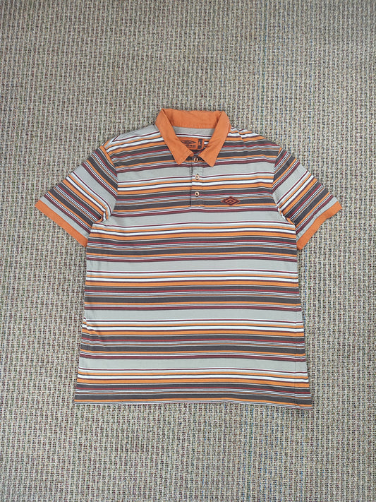 Y2K UMBRO STRIPED POLO SHIRT (L)