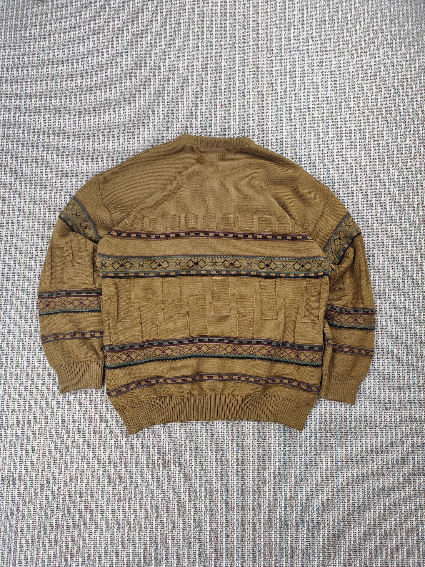90S ABSTRACT GRANDAD KNIT JUMPER (L)