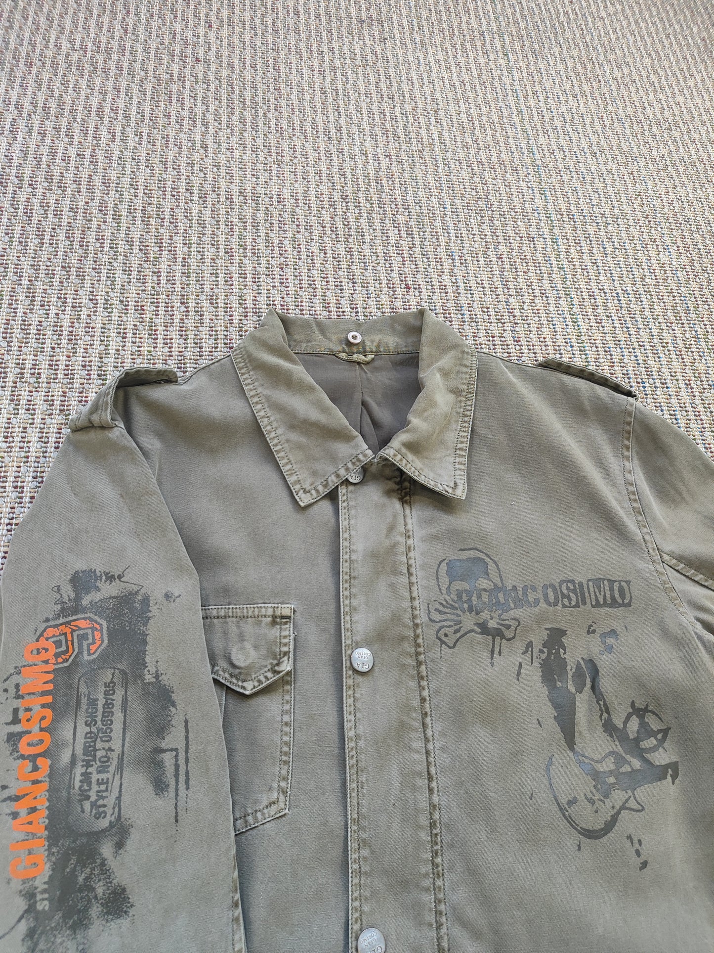 VINTAGE LIGHT COLLARED JACKET W/ GRAPHICS (M)