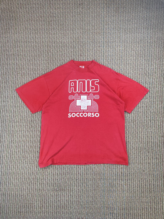90S RED GRAPHIC T-SHIRT (L)