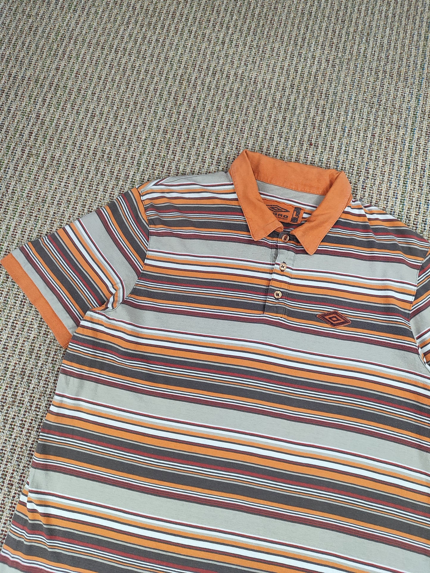 Y2K UMBRO STRIPED POLO SHIRT (L)