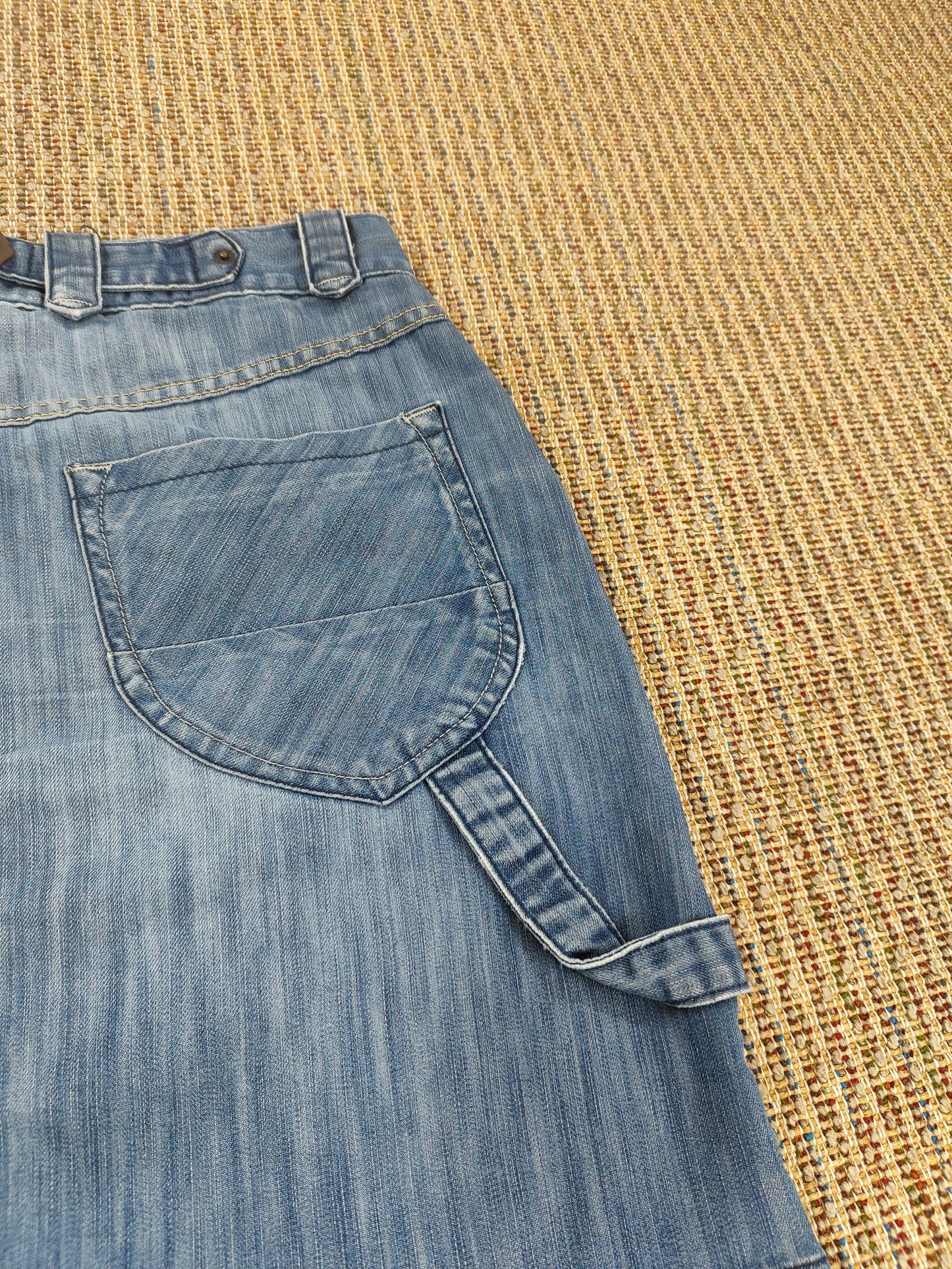 Y2K OASIS DENIM CARPENTER STYLE SKIRT (UK 8)