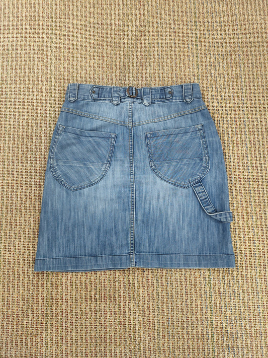 Y2K OASIS DENIM CARPENTER STYLE SKIRT (UK 8)